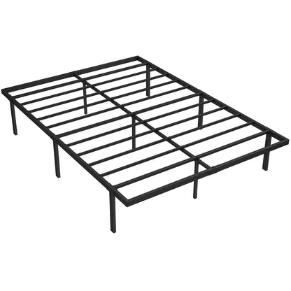 Metal Bed Frame with Under-Bed Storage, 14 in Height, Slatted Base, Quiet Design — No Box Spring Needed, Easy Assembly — 55 x 79 in (140 x 200 cm), Black