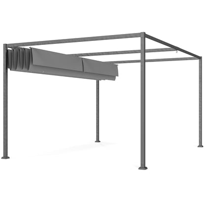 Pergola 4x3m Garden Pavilion, Steel Terrace Canopy, Garden Pavilion with Adjustable Roof, Freestanding, Sunshade for Terrace and Garden, Dark Grey