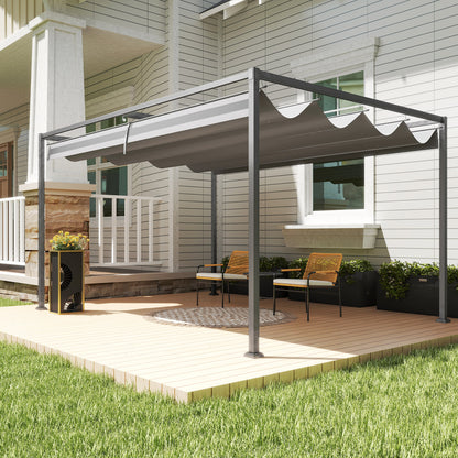 Pergola 4x3m Garden Pavilion, Steel Terrace Canopy, Garden Pavilion with Adjustable Roof, Freestanding, Sunshade for Terrace and Garden, Dark Grey