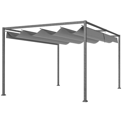 Pergola 4x3m Garden Pavilion, Steel Terrace Canopy, Garden Pavilion with Adjustable Roof, Freestanding, Sunshade for Terrace and Garden, Dark Grey