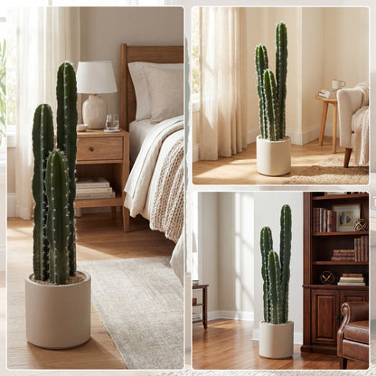 Artificial Potted Cactus, 95 cm (37.4 in) Real-Look 3-Branch Plant for Home & Office Decor