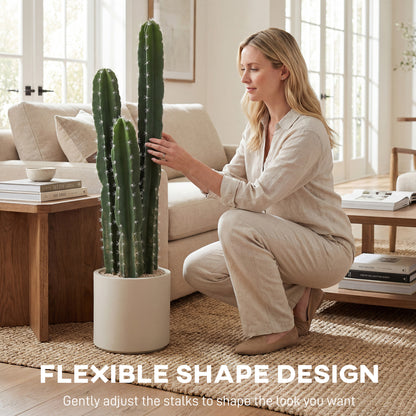 Artificial Potted Cactus, 95 cm (37.4 in) Real-Look 3-Branch Plant for Home & Office Decor