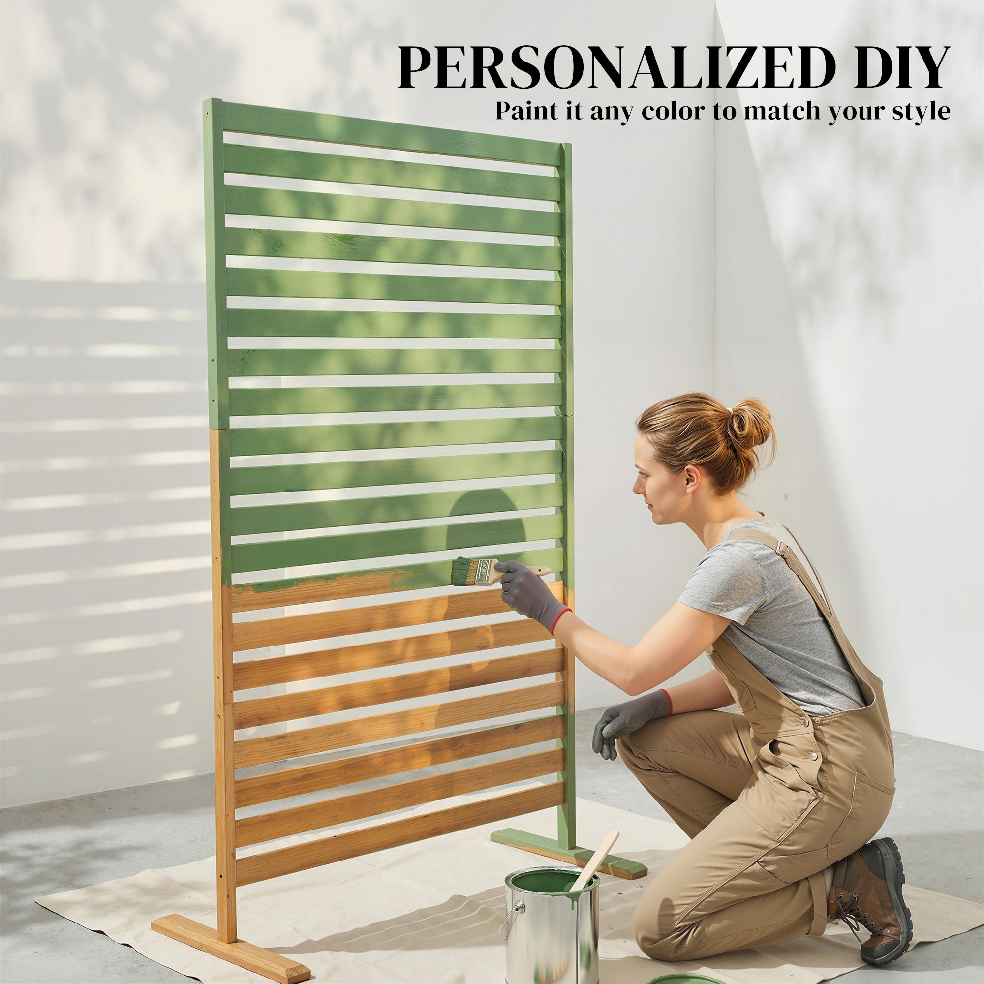 Wooden Privacy Screen, 66.9 x 31.5 in (170 x 80 cm) — Outdoor Trellis Room Divider for Garden, Patio, Deck, Brown