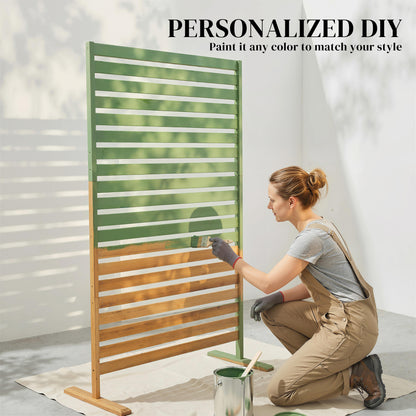 Wooden Privacy Screen, 66.9 x 31.5 in (170 x 80 cm) — Outdoor Trellis Room Divider for Garden, Patio, Deck, Brown