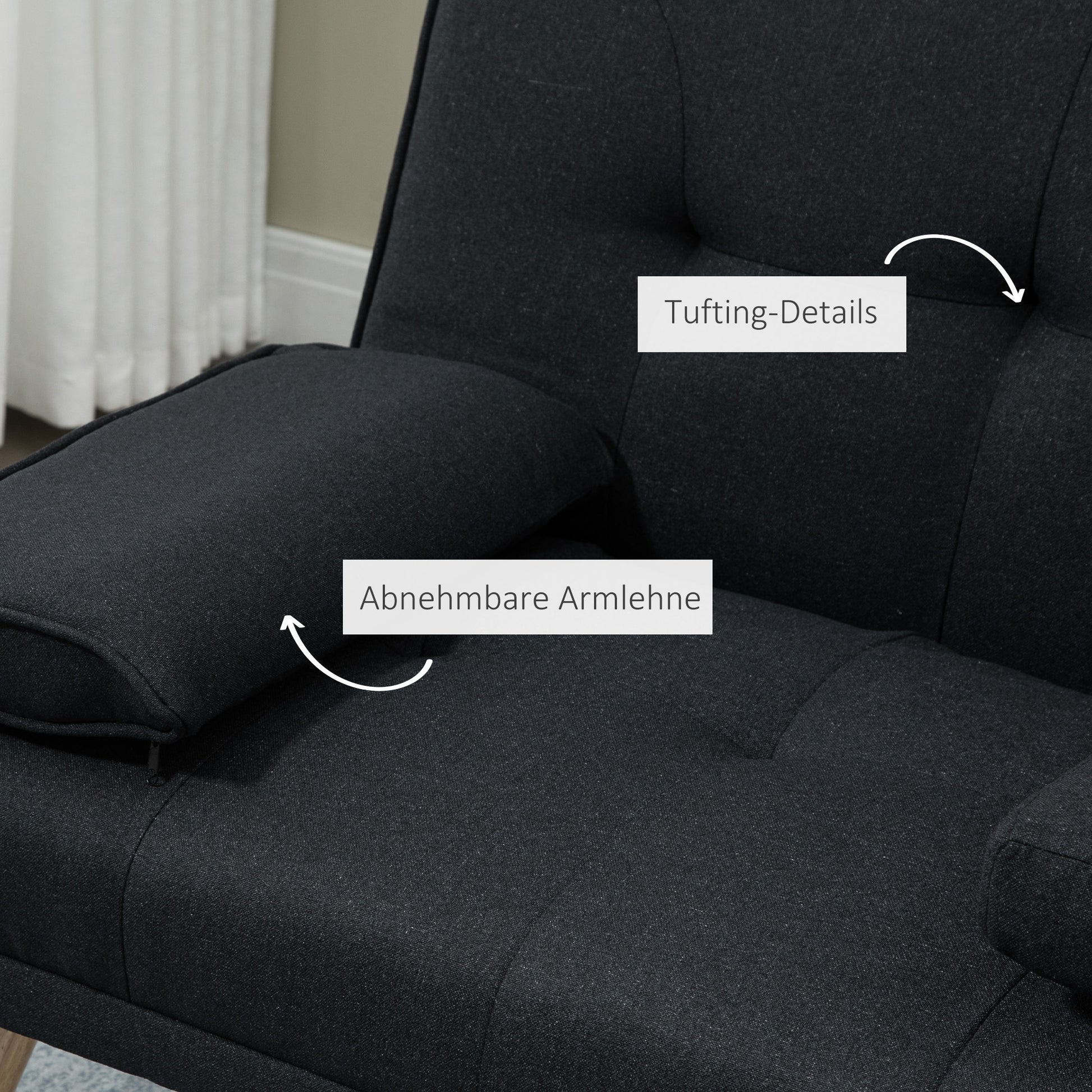 Sleeper Sofa, 3-Seater Sleeper Couch with Folding Table, Cup Holder, Sofa Bed with Linen Look, in Scandinavian Design, up to 250 kg Load Capacity, for Living Room, Grey