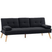 Sleeper Sofa, 3-Seater Sleeper Couch with Folding Table, Cup Holder, Sofa Bed with Linen Look, in Scandinavian Design, up to 250 kg Load Capacity, for Living Room, Grey
