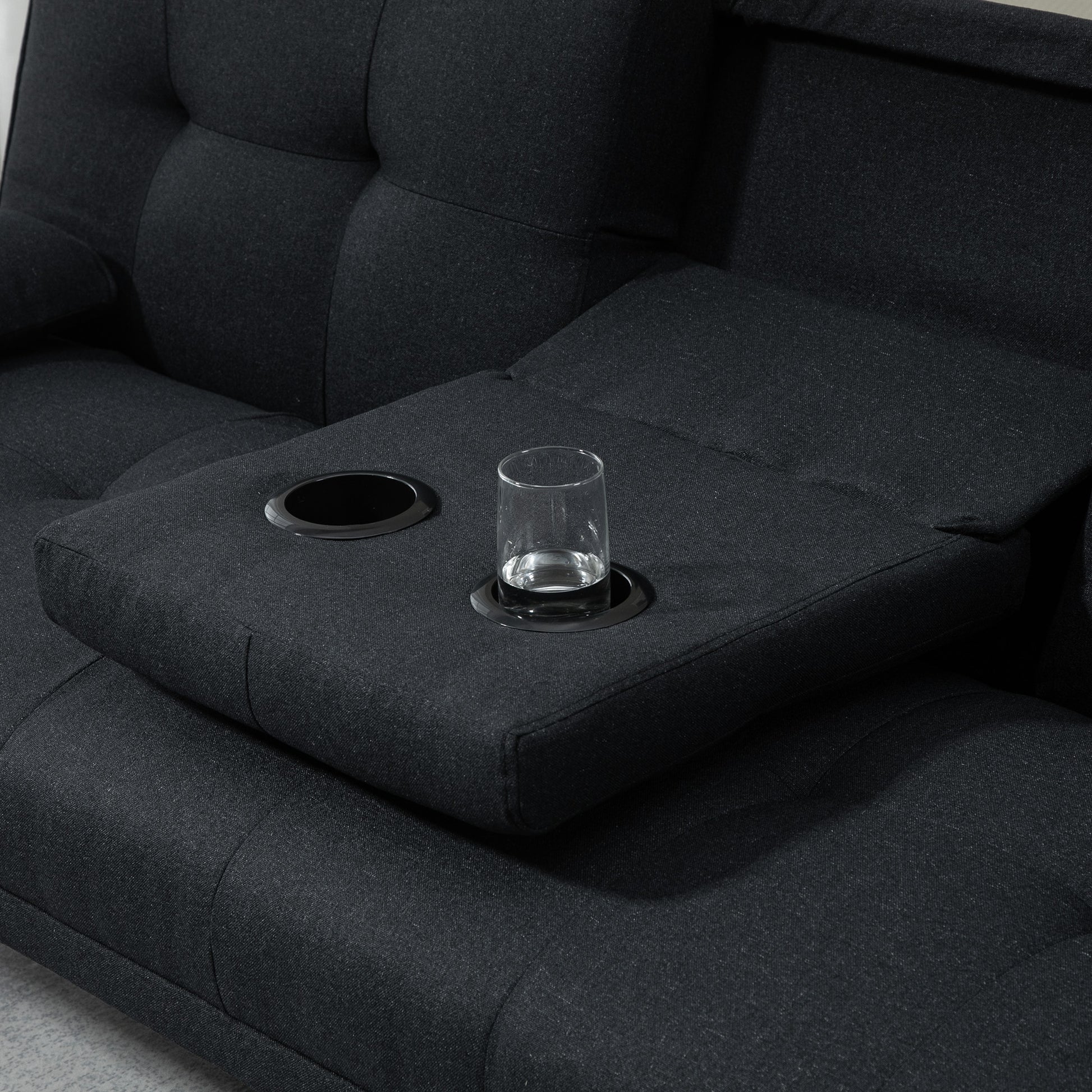 Sleeper Sofa, 3-Seater Sleeper Couch with Folding Table, Cup Holder, Sofa Bed with Linen Look, in Scandinavian Design, up to 250 kg Load Capacity, for Living Room, Grey