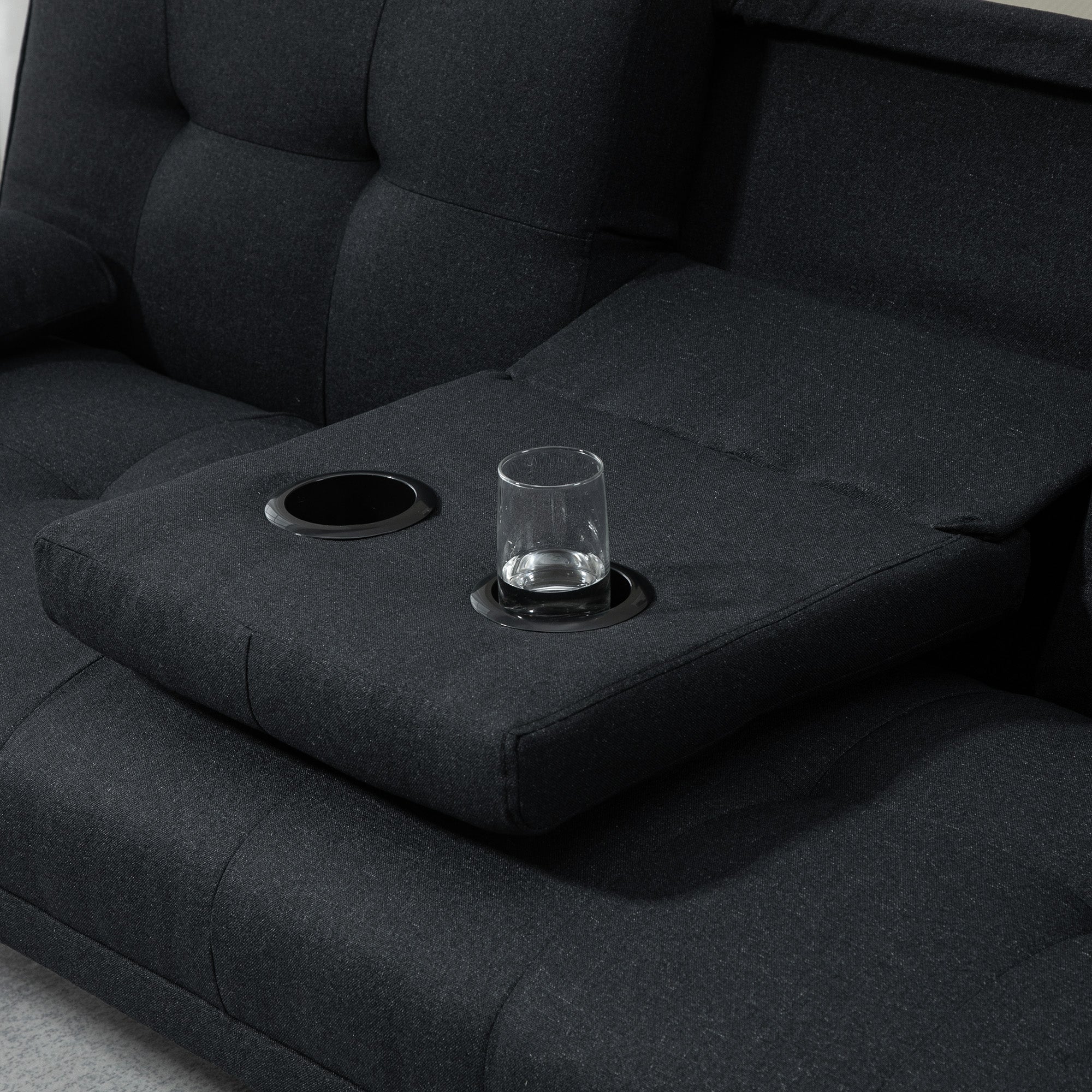 Sleeper Sofa, 3-Seater Sleeper Couch with Folding Table, Cup Holder, Sofa Bed with Linen Look, in Scandinavian Design, up to 250 kg Load Capacity, for Living Room, Grey