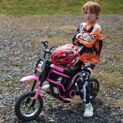 Electric Motorcycle for Kids with 24V 350W Motor, 8-16 KM/H Speed Modes, 12-Inch Air Tires, Electric Motorcycle with Music Headlights, Moto Cross for Kids 8-12 Years Pink