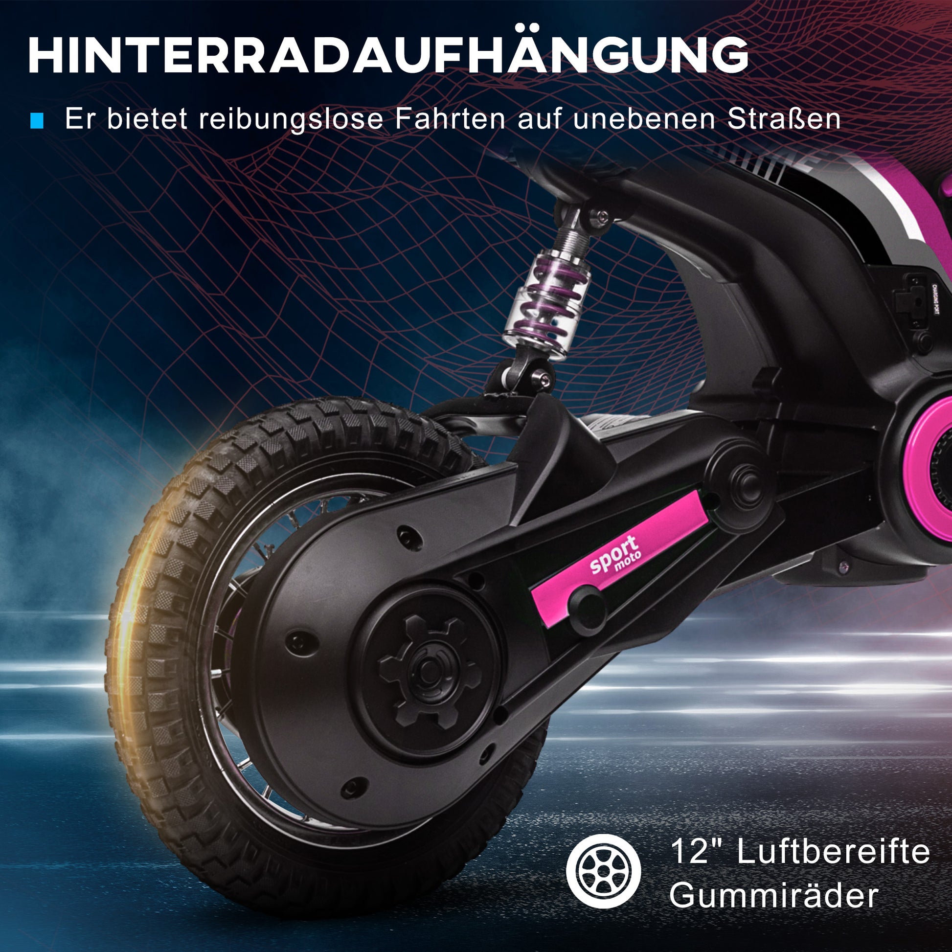 Electric Motorcycle for Kids with 24V 350W Motor, 8-16 KM/H Speed Modes, 12-Inch Air Tires, Electric Motorcycle with Music Headlights, Moto Cross for Kids 8-12 Years Pink