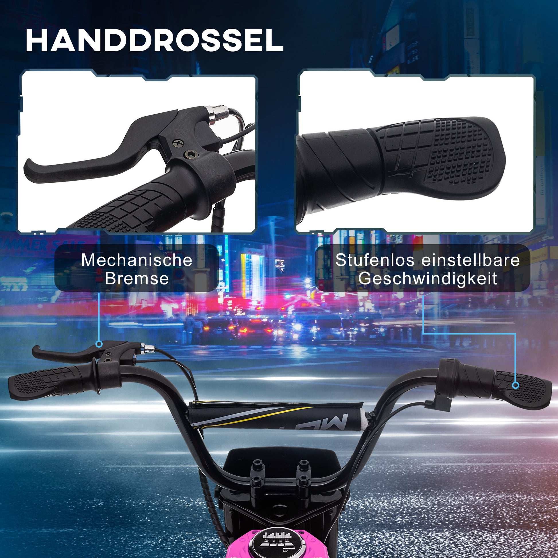 Electric Motorcycle for Kids with 24V 350W Motor, 8-16 KM/H Speed Modes, 12-Inch Air Tires, Electric Motorcycle with Music Headlights, Moto Cross for Kids 8-12 Years Pink