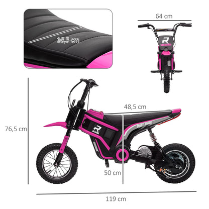 Electric Motorcycle for Kids with 24V 350W Motor, 8-16 KM/H Speed Modes, 12-Inch Air Tires, Electric Motorcycle with Music Headlights, Moto Cross for Kids 8-12 Years Pink