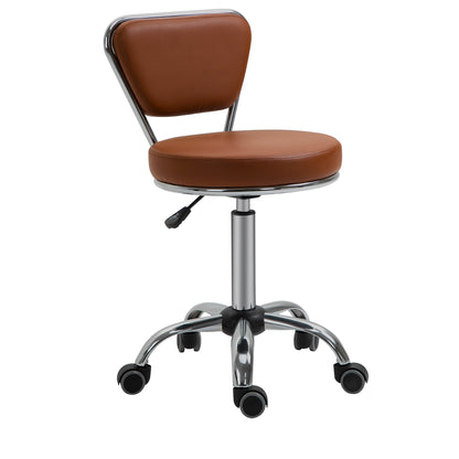 Vintage Massage Stool - swivel work stool 360° - adjustable seat height 49-64 cm - brown synthetic coating chrome metal