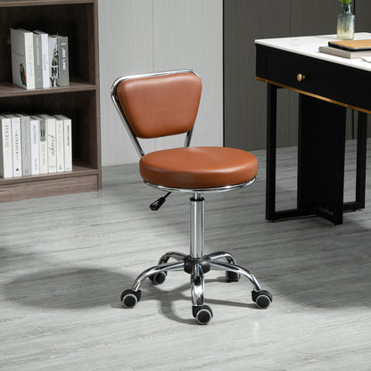 Vintage Massage Stool - swivel work stool 360° - adjustable seat height 49-64 cm - brown synthetic coating chrome metal