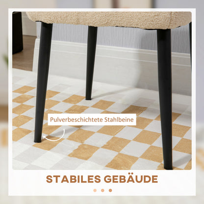 Footstool Seat Stool Square Vanity Stool Footrest with Cashmere Look, Steel Legs, for Living Room, Bedroom, Beige, 42 x 42 x 43 cm