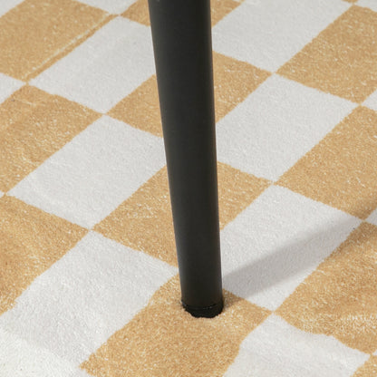 Footstool Seat Stool Square Vanity Stool Footrest with Cashmere Look, Steel Legs, for Living Room, Bedroom, Beige, 42 x 42 x 43 cm