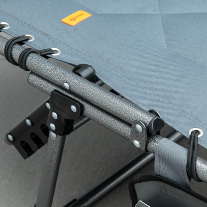 Sun Lounger, Foldable Garden Lounger with Head Pillow, Side Pocket, Sunbed with 5-Position Adjustable Backrest, Weatherproof Camping Lounger up to 130 kg Load Capacity, for Garden Beach Pool, Gray