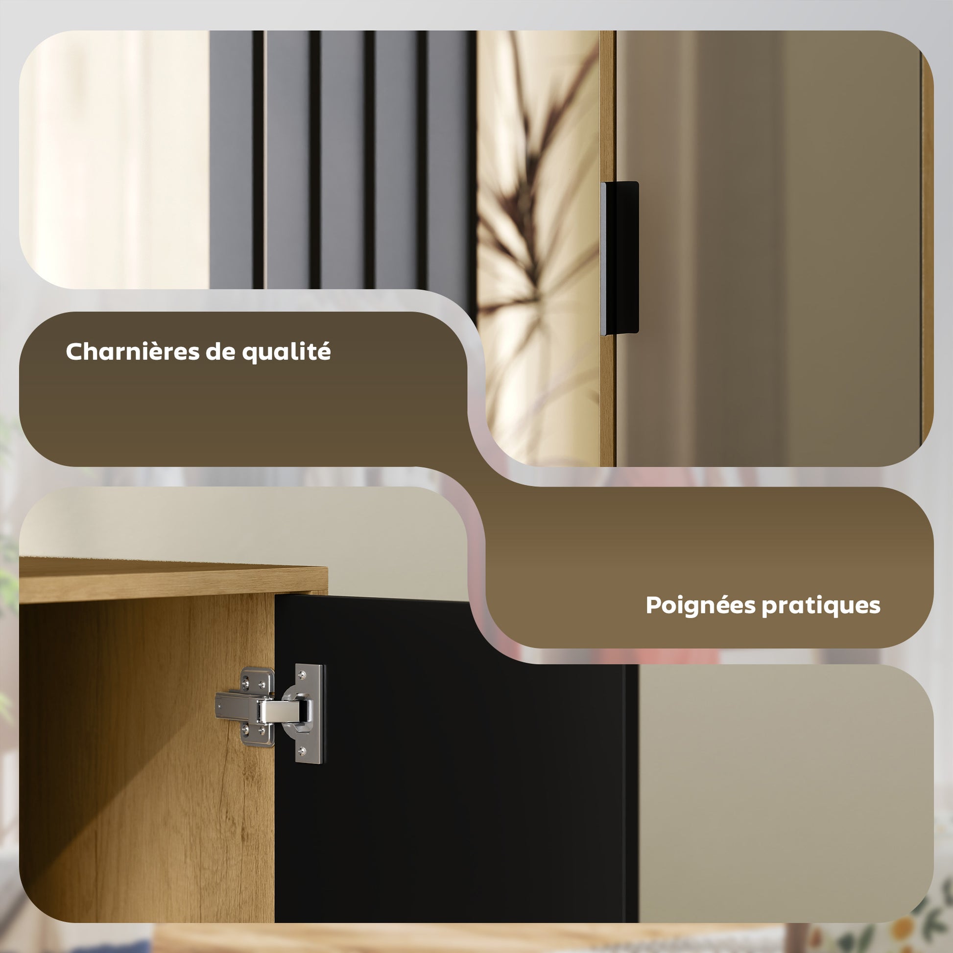 Modern Dressing Wardrobe Closet Storage Cabinet with Mirror, Open Compartments, Wardrobe Rod, 80 x 30 x 170 cm, Natural Wood
