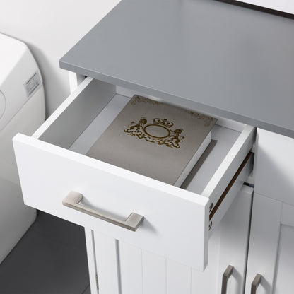 Bathroom Cabinet Storage Unit with 2 Drawers, Cupboard with Doors, Adjustable Shelf, Bathroom Kitchen Living Room, 68 x 33 x 76 cm, White