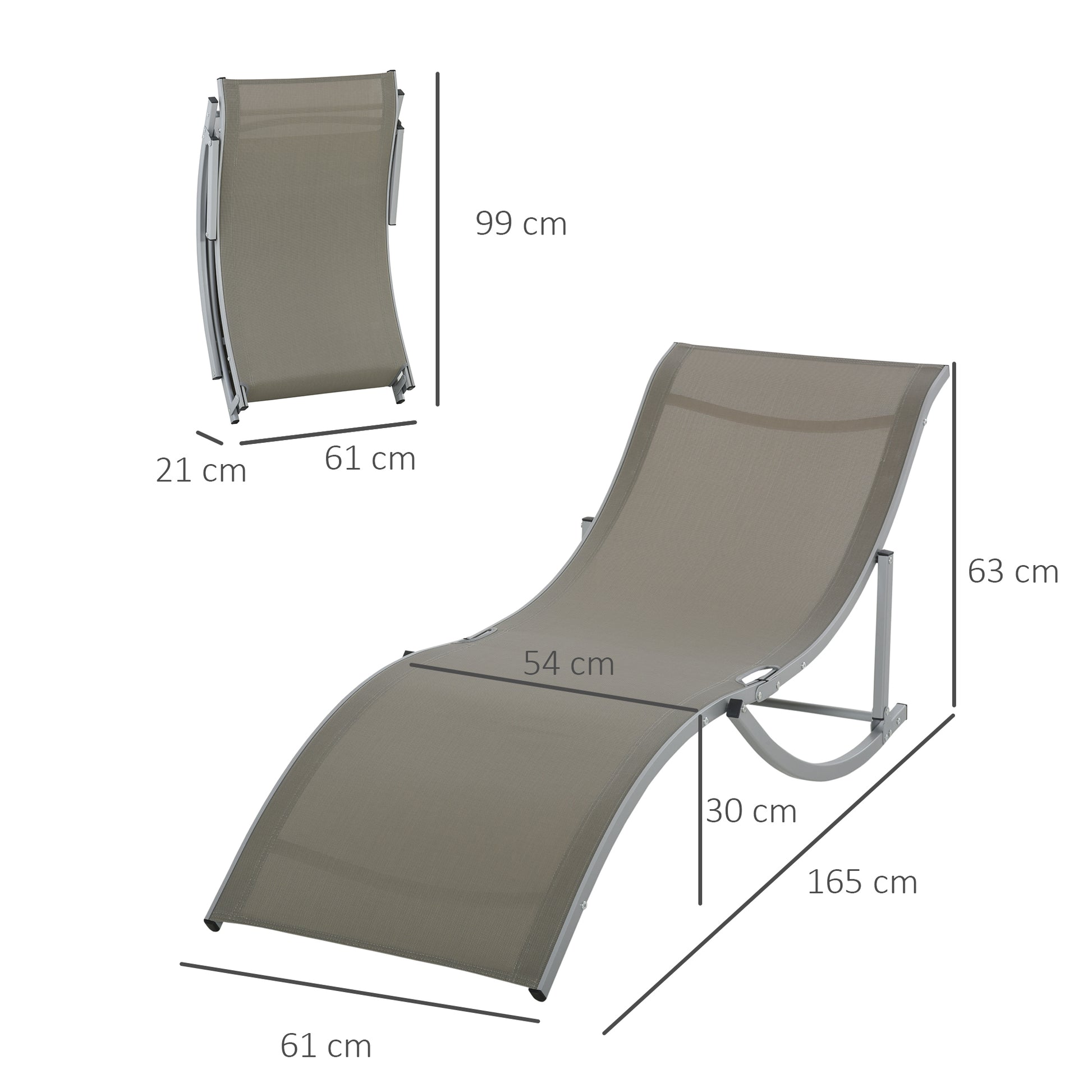 2-Piece Sun Lounger Set Garden Loungers Fabric Lounger Ergonomic Aluminum Texteline Light Grey 165 x 61 x 63 cm