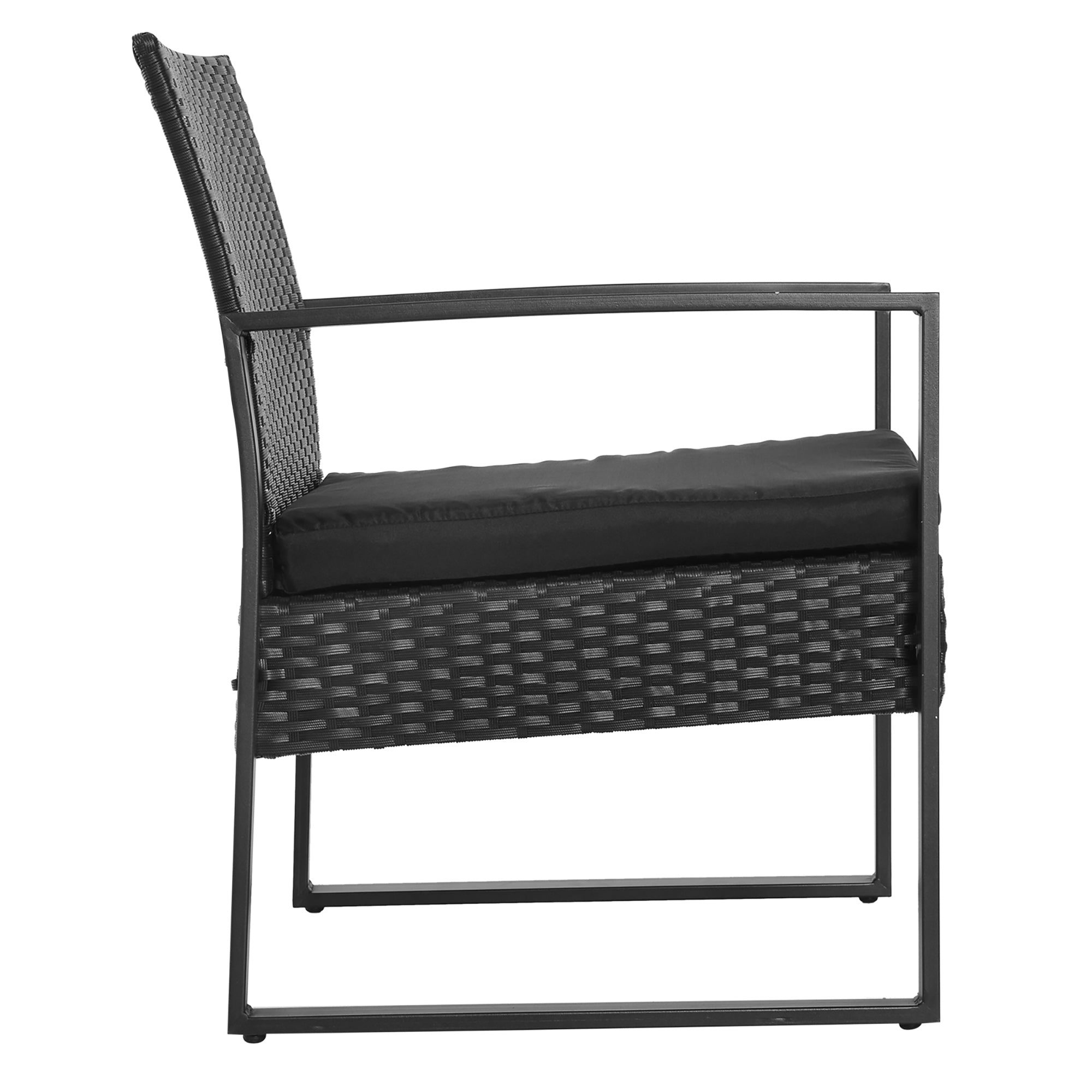 Polyrattan Garden Furniture Set, Outdoor Balcony Furniture for 2 Persons, 3-Piece Seating Group with 2 Chairs, Table, Seat Cushions, Weatherproof Patio Furniture for Garden, Terrace, Balcony, Black