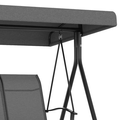 Hollywood Swing 3-Seater, Garden Swing with Adjustable Canopy, Swing Bench with Armrest, Up to 240 kg Load Capacity, Metal, Texteline, Dark Grey, 195 x 118 x 170 cm