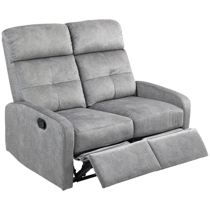 TV Recliner Chair with Reclining Function, 2 Seater Sofa TV Chair with Pocket Coils, Two-Seater Cinema Chair with Footrest for Living Room, Bedroom, Gray