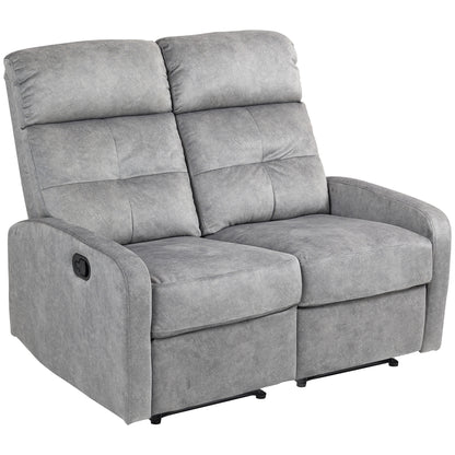 TV Recliner Chair with Reclining Function, 2 Seater Sofa TV Chair with Pocket Coils, Two-Seater Cinema Chair with Footrest for Living Room, Bedroom, Gray