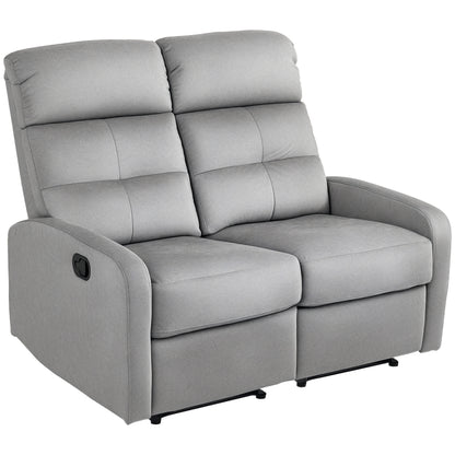 TV Recliner Chair with Reclining Function, 2 Seater Sofa TV Chair with Pocket Coils, Two-Seater Cinema Chair with Footrest for Living Room, Bedroom, Gray