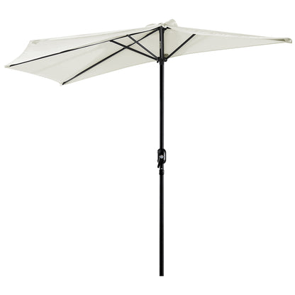 Umbrella 106x54x93 inches Garden Parasol with Crank and Semicircular Shape for Outdoor Terrace Patio Pool Cream