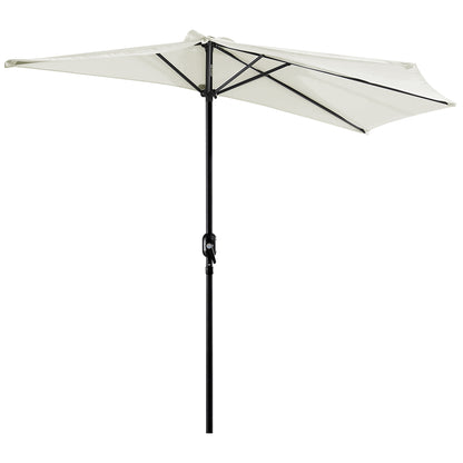 Umbrella 106x54x93 inches Garden Parasol with Crank and Semicircular Shape for Outdoor Terrace Patio Pool Cream
