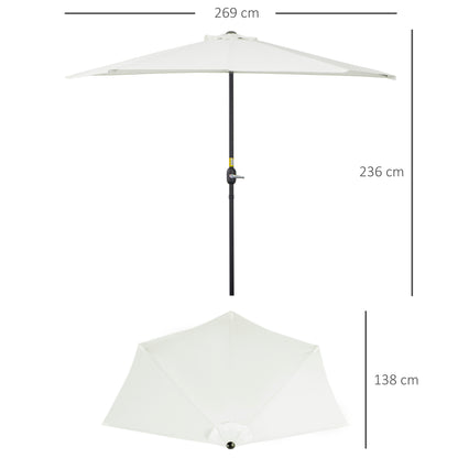 Umbrella 106x54x93 inches Garden Parasol with Crank and Semicircular Shape for Outdoor Terrace Patio Pool Cream