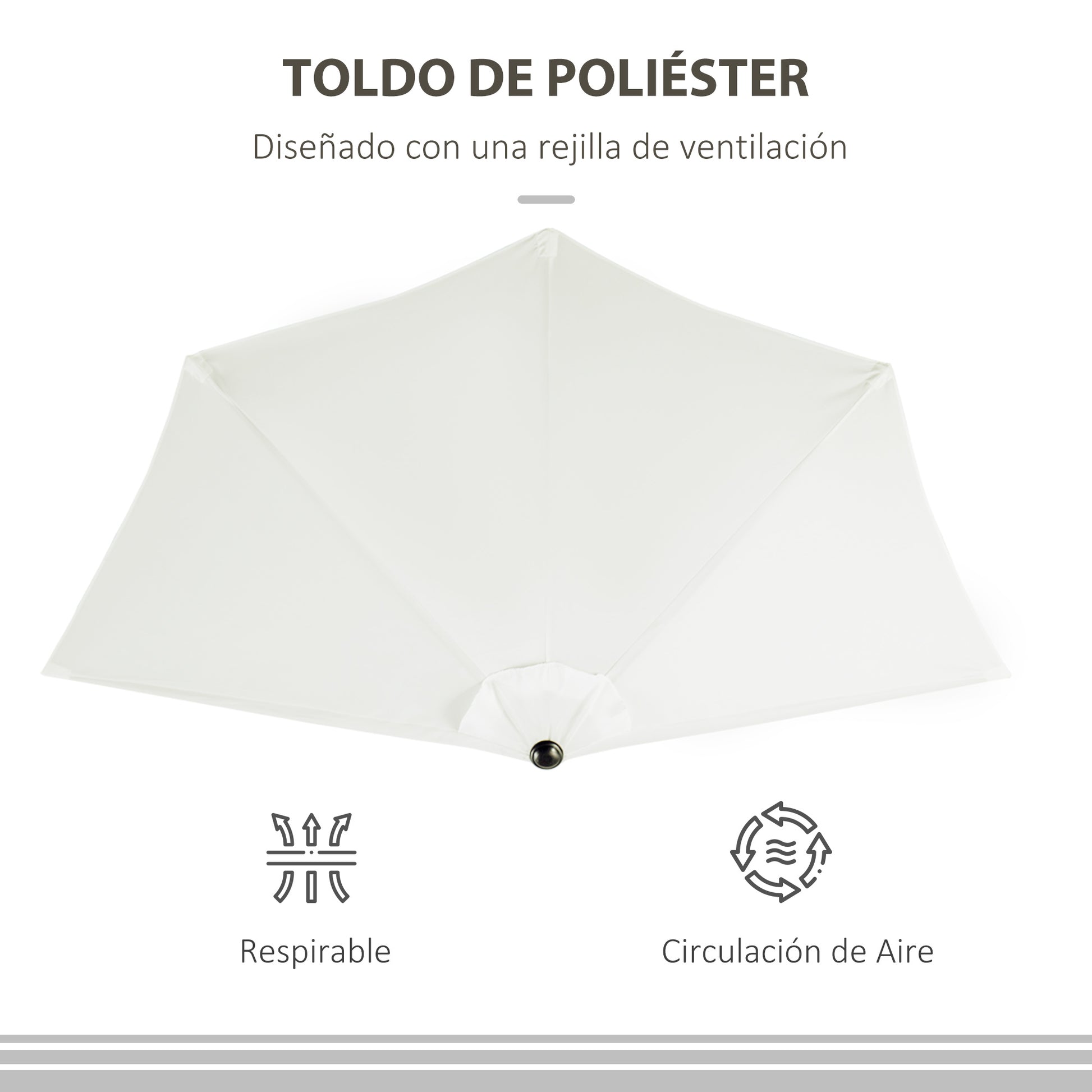 Umbrella 106x54x93 inches Garden Parasol with Crank and Semicircular Shape for Outdoor Terrace Patio Pool Cream
