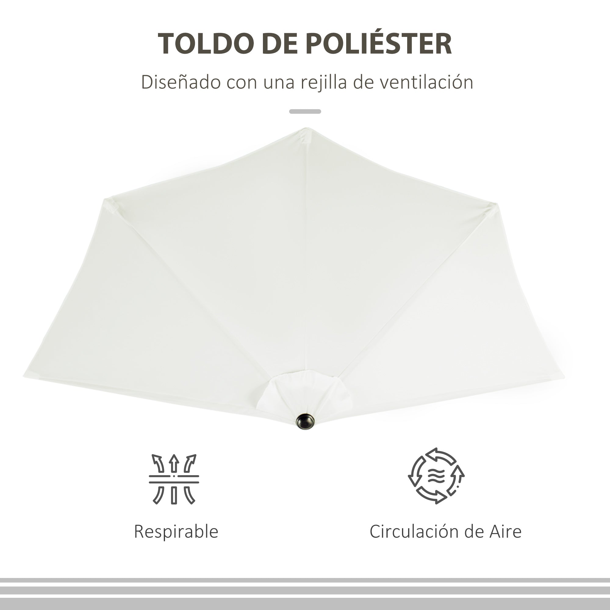 Umbrella 106x54x93 inches Garden Parasol with Crank and Semicircular Shape for Outdoor Terrace Patio Pool Cream