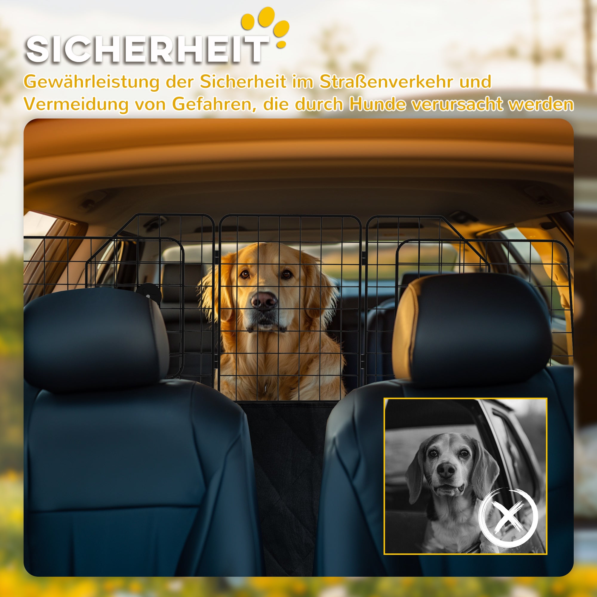 Dog Guard Car Universal Boot Guard Adjustable Width Dog Protective Guard Car Barrier Partition for Dogs made of Steel Black 93-150 x 42 cm
