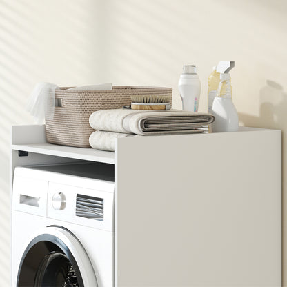 Bathroom Washing Machine Cabinet with Open Shelf — Space-Saving Laundry Niche for Small Bathrooms, 64 x 60 x 97.5 cm (25.2 x 23.6 x 38.4 in), White