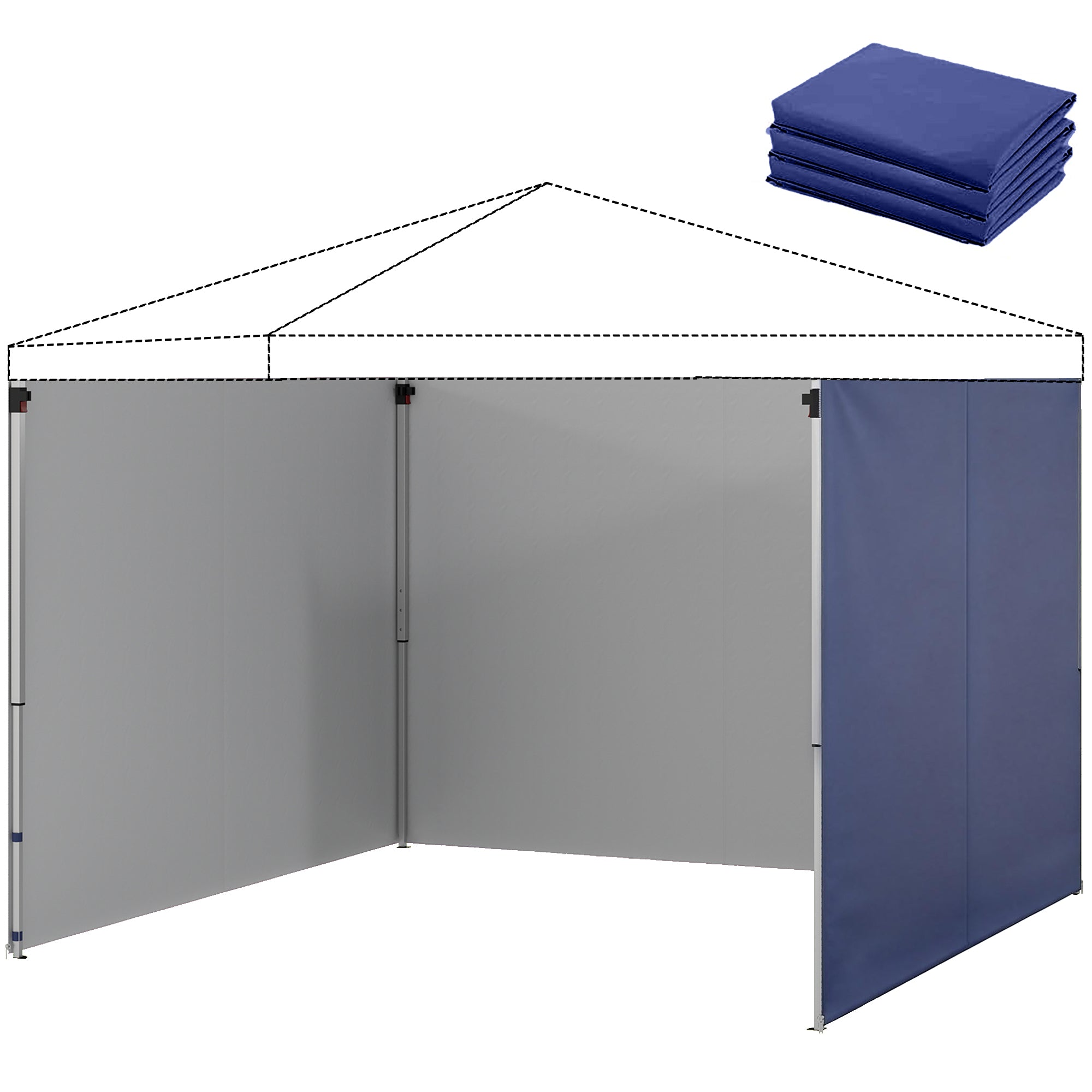 3-Piece Side Panels for 3 x 3 m Gazebo (10 x 10 ft) — Zippered, UPF50+, Water-Resistant Oxford Fabric, Privacy & Wind Panels, Dark Blue