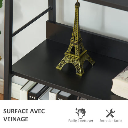 Industrial Style Leaning Bookshelf 5-Tier Storage 70L x 35W x 150H cm Black