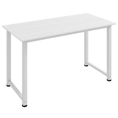 Modern Desk Study Table with Steel Frame and Adjustable Feet Computer Desk for Office Home 120x60x76 cm White