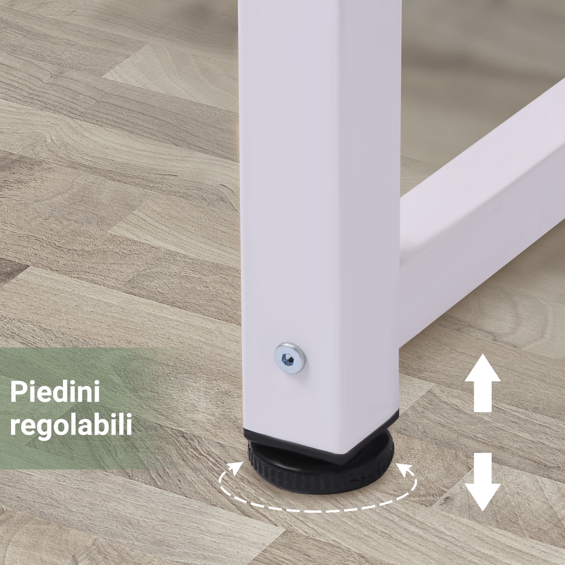 Modern Desk Study Table with Steel Frame and Adjustable Feet Computer Desk for Office Home 120x60x76 cm White