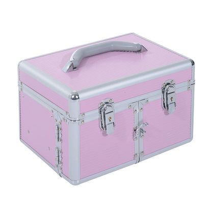 Makeup Case Organizer Professional Cosmetic Storage Beauty Box Portable Makeup Kit Various Compartments 29x21x20cm Aluminum