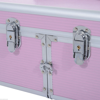 Makeup Case Organizer Professional Cosmetic Storage Beauty Box Portable Makeup Kit Various Compartments 29x21x20cm Aluminum