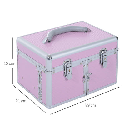 Makeup Case Organizer Professional Cosmetic Storage Beauty Box Portable Makeup Kit Various Compartments 29x21x20cm Aluminum