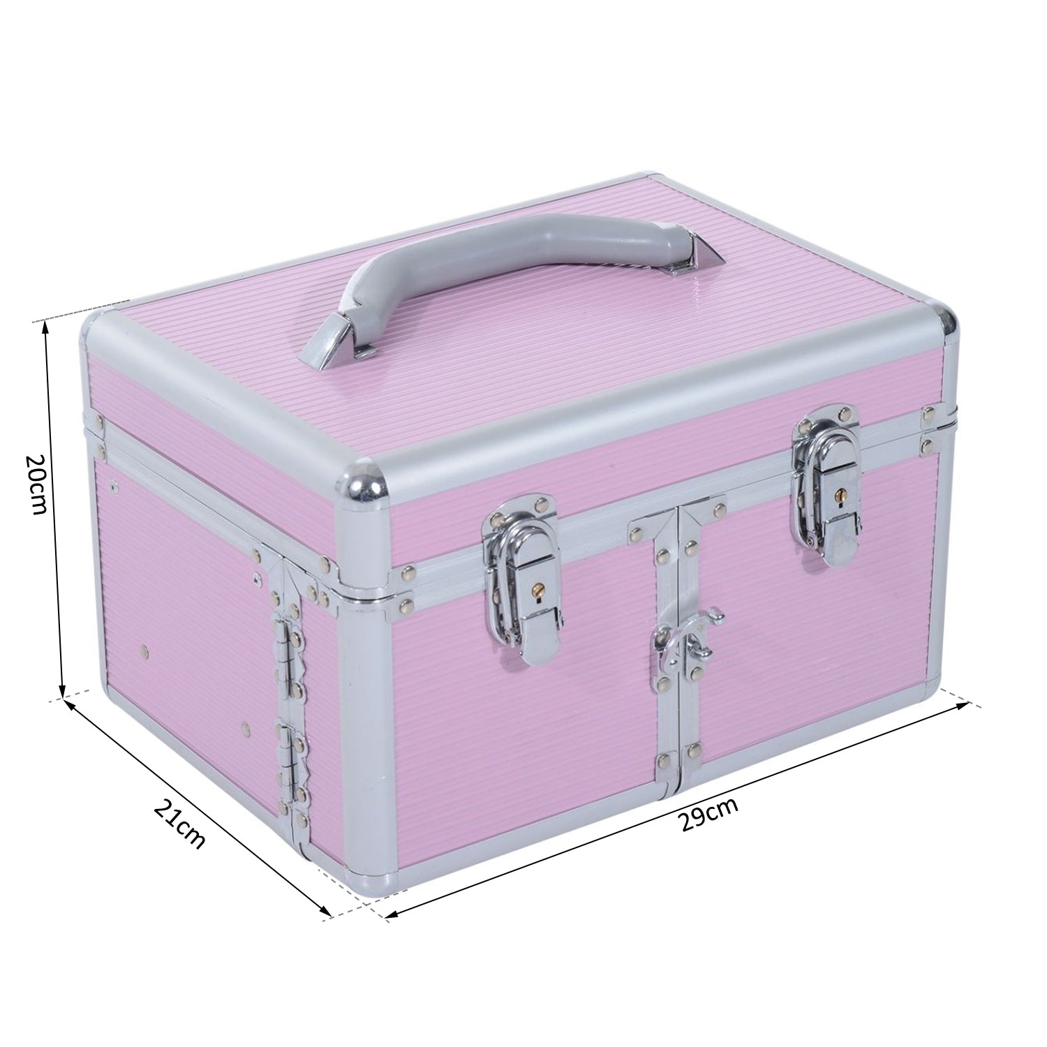 Makeup Case Organizer Professional Cosmetic Storage Beauty Box Portable Makeup Kit Various Compartments 29x21x20cm Aluminum