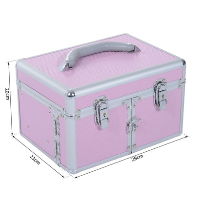 Makeup Case Organizer Professional Cosmetic Storage Beauty Box Portable Makeup Kit Various Compartments 29x21x20cm Aluminum
