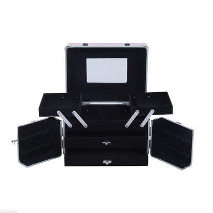 Makeup Case Organizer Professional Cosmetic Storage Beauty Box Portable Makeup Kit Various Compartments 29x21x20cm Aluminum