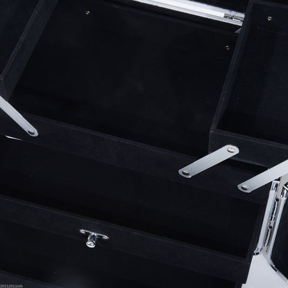 Makeup Case Organizer Professional Cosmetic Storage Beauty Box Portable Makeup Kit Various Compartments 29x21x20cm Aluminum