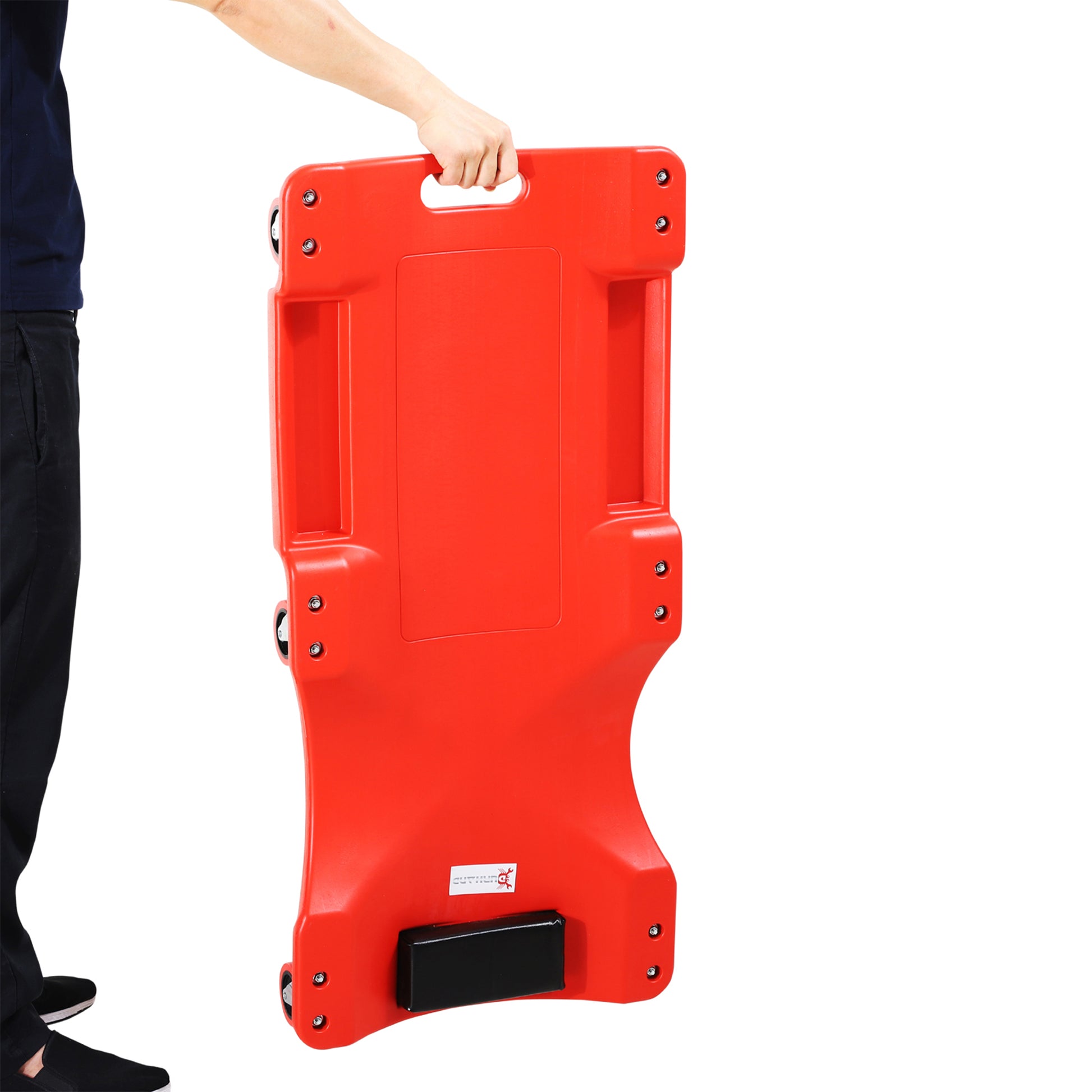 Automotive Creeper Garage Work Seat Car Mechanic Creeper with 6 Swivel Casters, Padded Headrest, Load Capacity 120 kg, Red