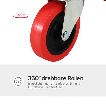 Automotive Creeper Garage Work Seat Car Mechanic Creeper with 6 Swivel Casters, Padded Headrest, Load Capacity 120 kg, Red