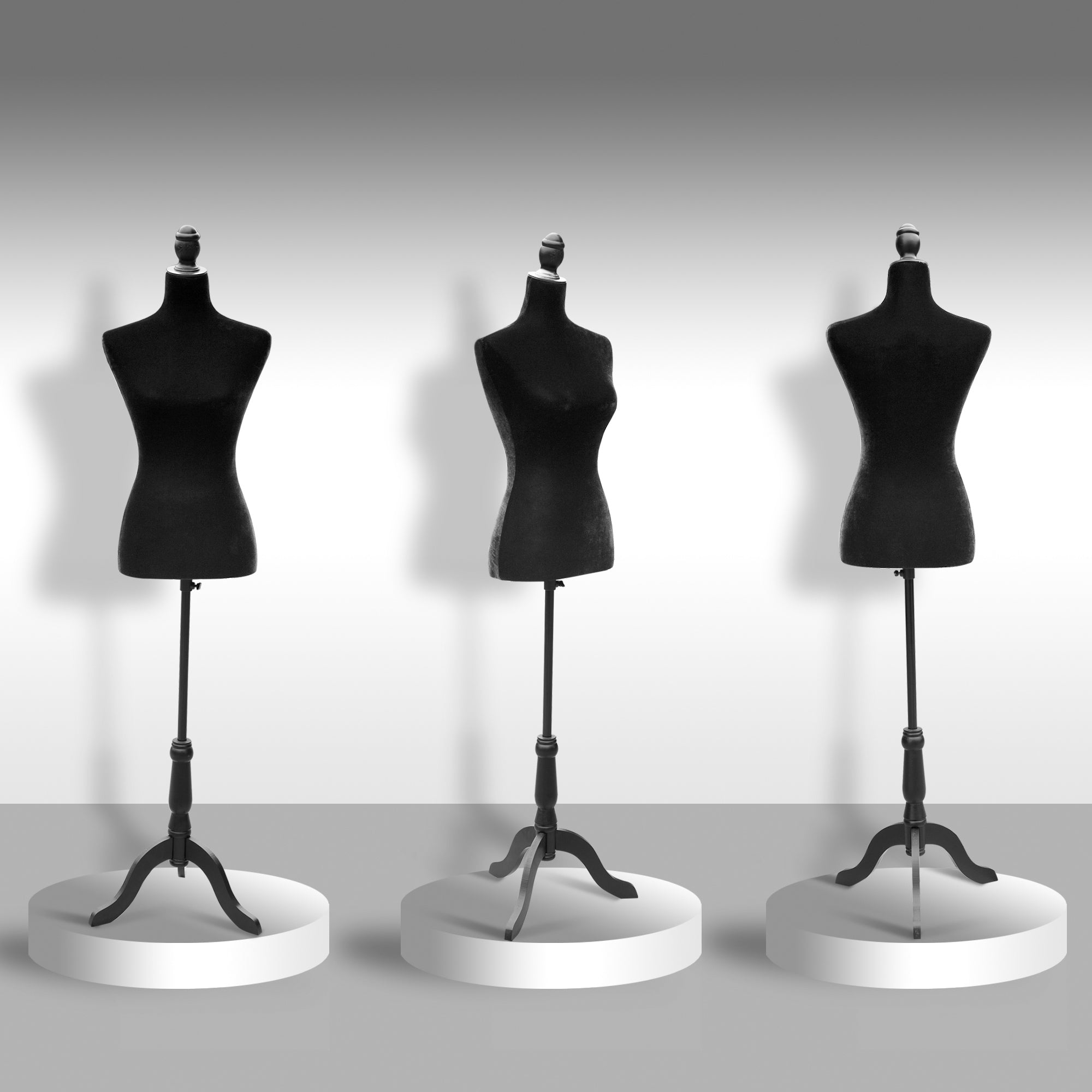 Sewing Mannequin Woman Mannequin Adjustable 130-168 cm with Wooden Tripod 50 Colorful Pins for Fashion Photography Clothing Exhibition Black